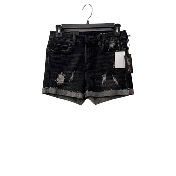 New BLANKNYC Size 26 The Fulton Rollup Shorts Washed Black Cutoff Denim - Picture 3 of 14